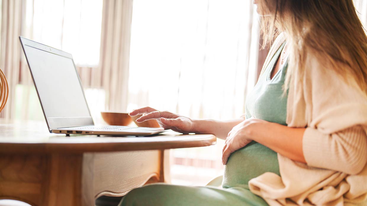 Pregnant woman online shopping for baby stuff image