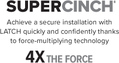 Chicco Fit4 SuperCinch provides a secure installation with LATCH force-multiplying technology