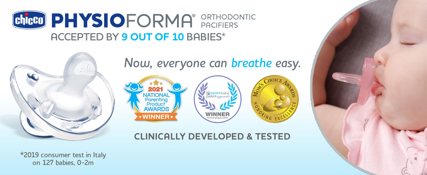 Chicco PhysioForma Pacifier actively supports breathing