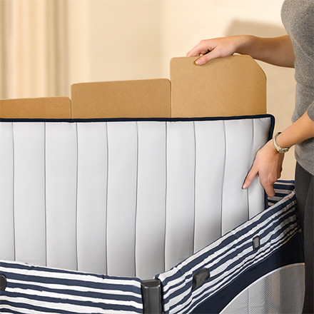 Removable floor boards make it easy to machine wash the zip-off mattress pad