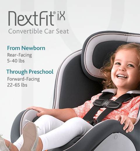 The NextFit iX convertible car seat includes added features including an easier harness tightener for parents to secure their child properly with ease.